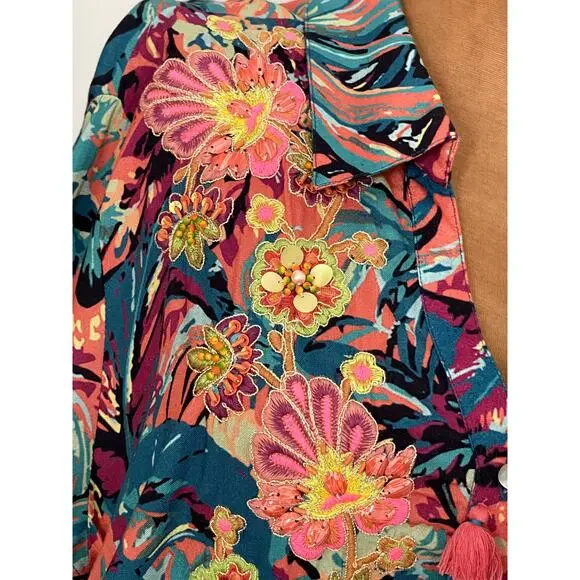Soft Surroundings Sz L Petite Florence Dress Floral Midi Coastal Vacation Cruise - Picture 6 of 14